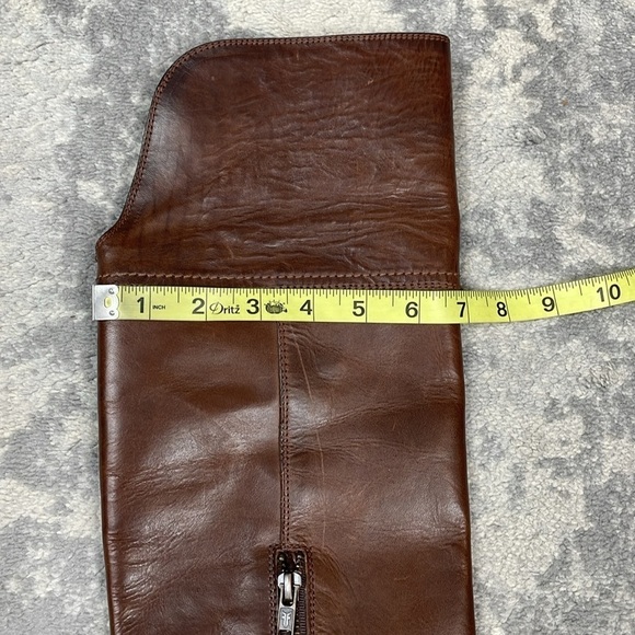 Frye Kendall Distressed Over The Knee Riding Boots Brown Leather Heeled Sz 5.5 - Picture 13 of 16